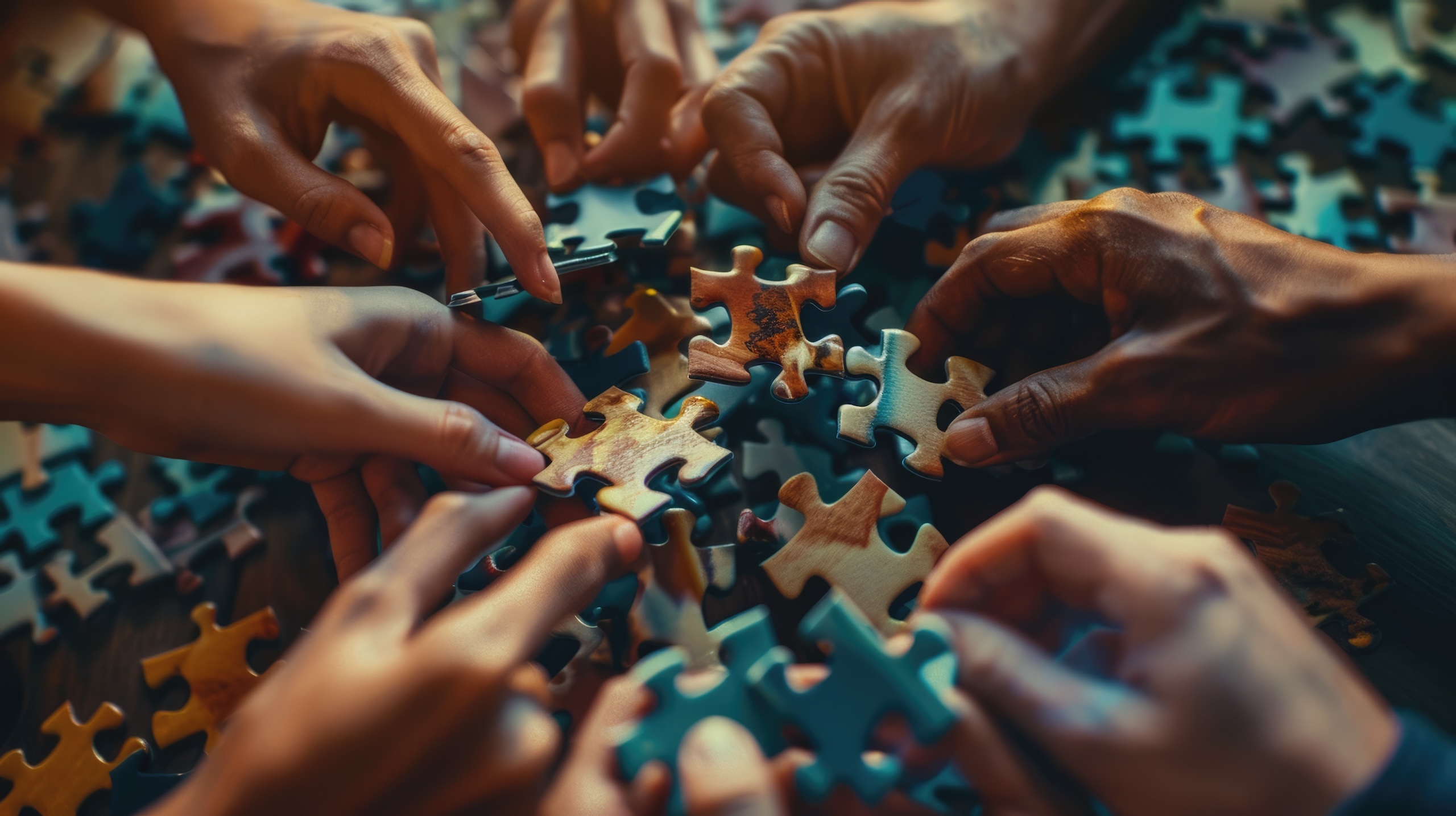 A jigsaw puzzle, connecting the pieces