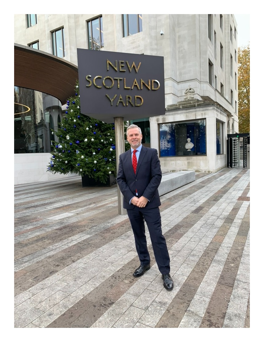 Philip Grindell outside scotland yard